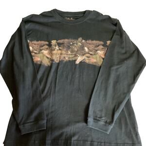 North River  Outfitter Men long/SL Shirt Sz XL  EUC Black duck hunting graphic